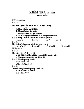 Kiểm tra (1 tiết) môn Toán 9
